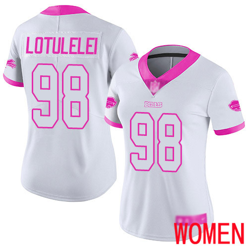 Women Buffalo Bills #98 Star Lotulelei Limited White Pink Rush Fashion NFL Jersey->women nfl jersey->Women Jersey